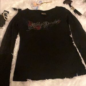 Harley Davidson sheer longsleeve top